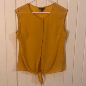 Mustard sleeveless button up